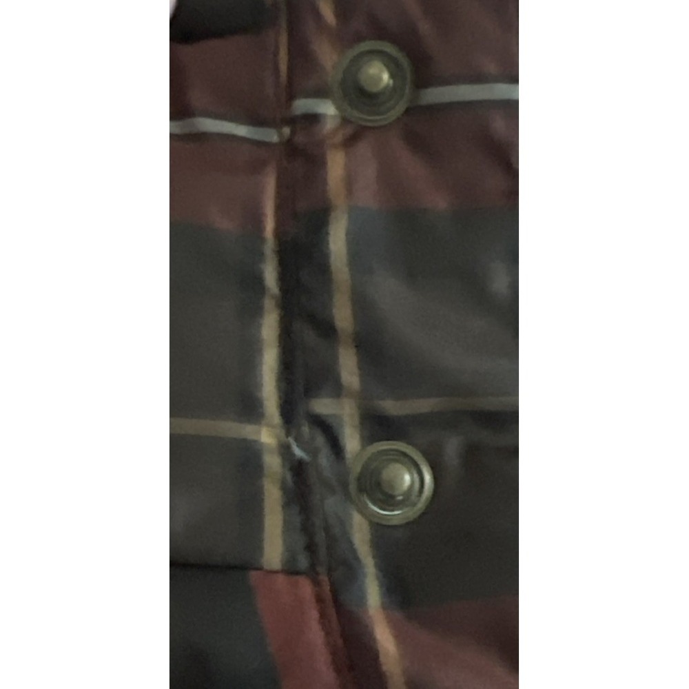 Lands End Down Snap Button Puffer Vest Red Rust Brown Plaid Mens Large 42-44 - Picture 5 of 8